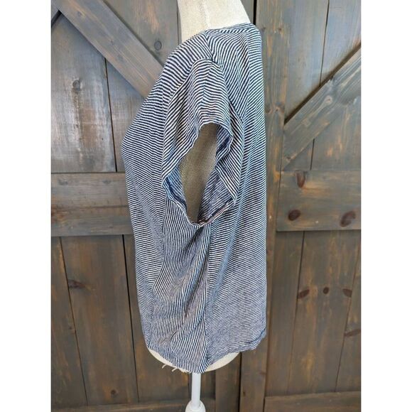 Christian Siriano Casual Top Women's Large Black & White Stripe V-Neck 100%Linen - Picture 2 of 8